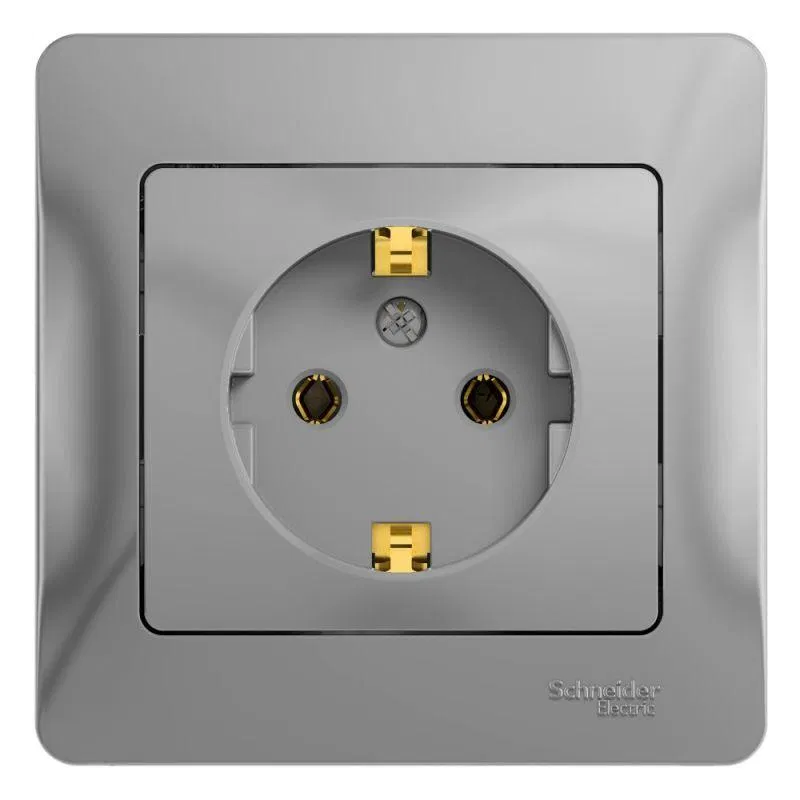 Розетка 1-м СП Glossa 16А IP20 с заземл. в сборе алюм. SE GSL000342 Systeme Electric