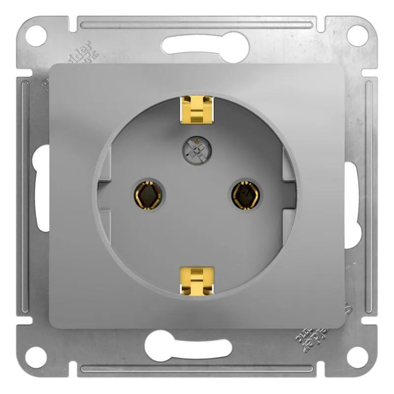 Розетка 1-м СП Glossa 16А IP20 с заземл. механизм алюм. SE GSL000343 Systeme Electric