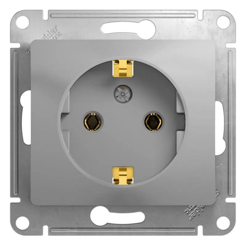 Розетка 1-м СП Glossa 16А IP20 с заземл. механизм алюм. SE GSL000343 Systeme Electric