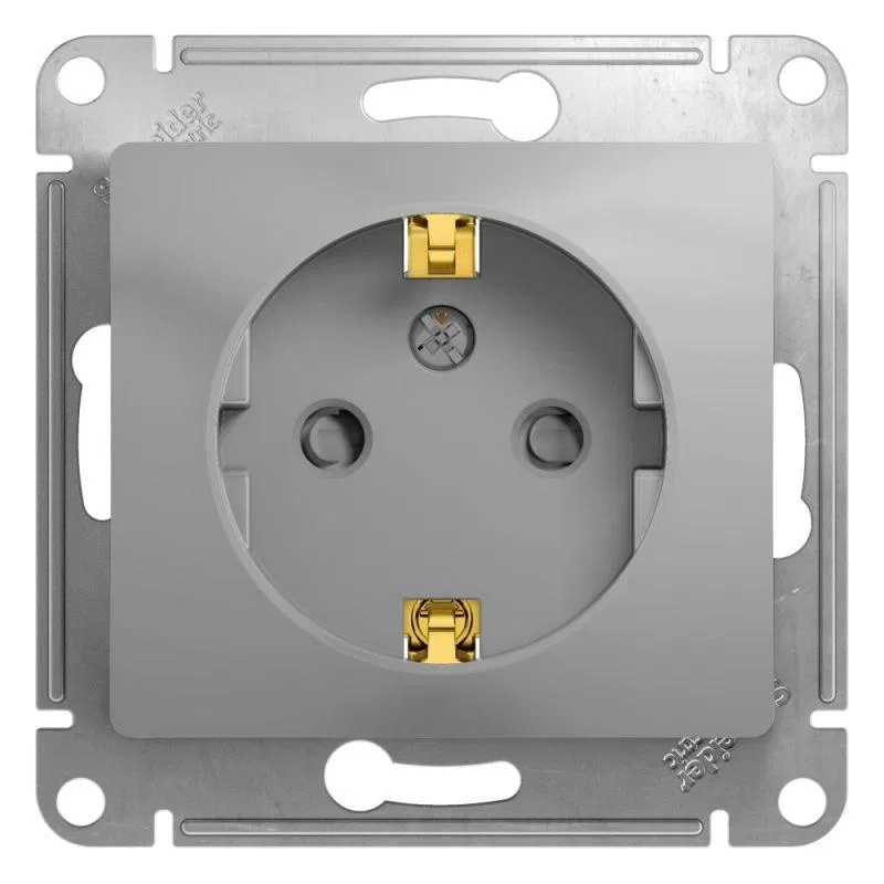 Розетка 1-м СП Glossa 16А IP20 с заземл. защ. шторки механизм алюм. SE GSL000345 Systeme Electric
