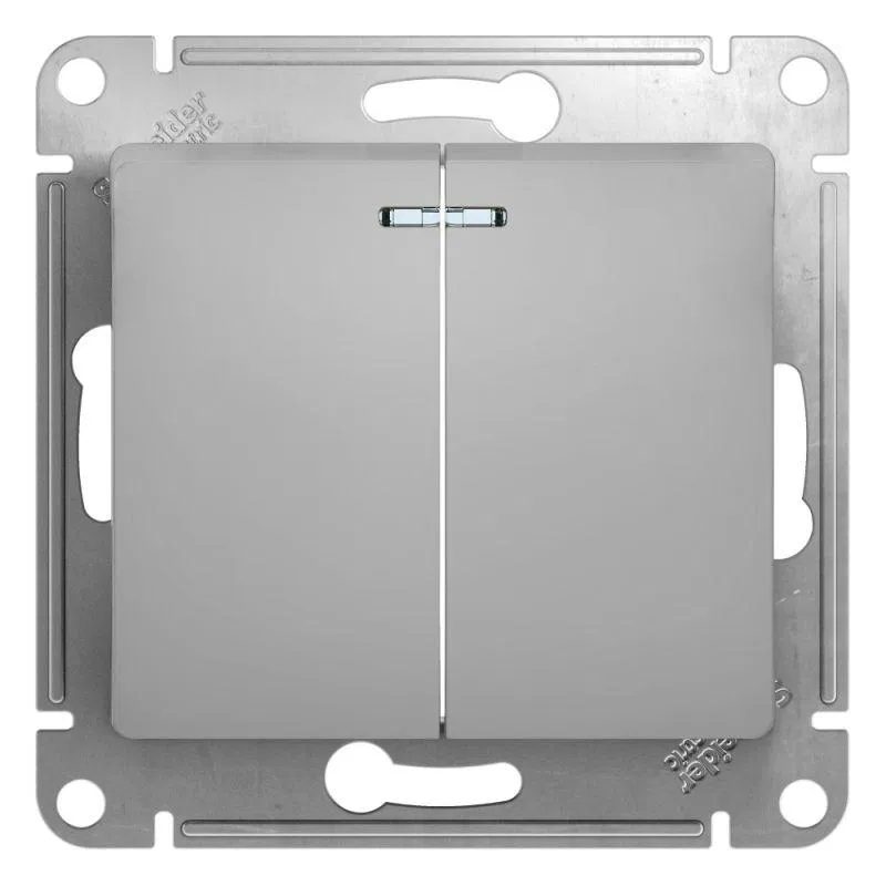 Выключатель 2-кл. СП Glossa 10А IP20 (сх. 5а) 10AX с подсветкой механизм алюм. SE GSL000353 Systeme Electric
