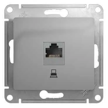 Розетка компьютерная 1-м СП Glossa RJ45 кат.5E механизм алюм. SE GSL000381K Systeme Electric