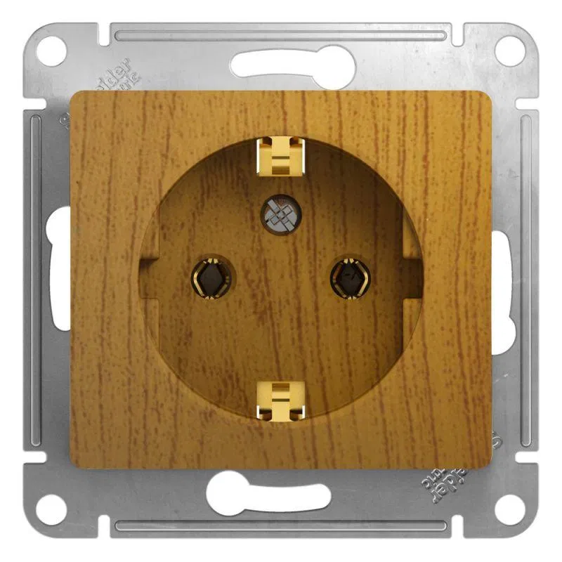 Розетка 1-м СП Glossa 16А IP20 с заземл. механизм дерево дуб SE GSL000543 Systeme Electric