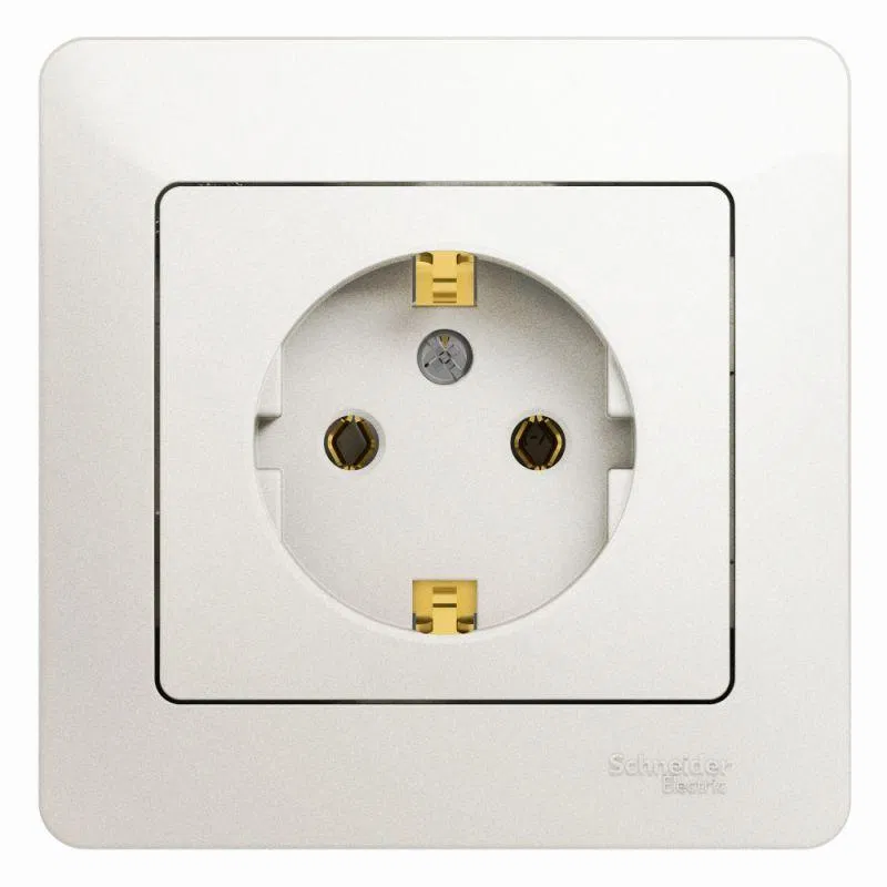 Розетка 1-м СП Glossa 16А IP20 с заземл. в сборе перламутр. SE GSL000642 Systeme Electric