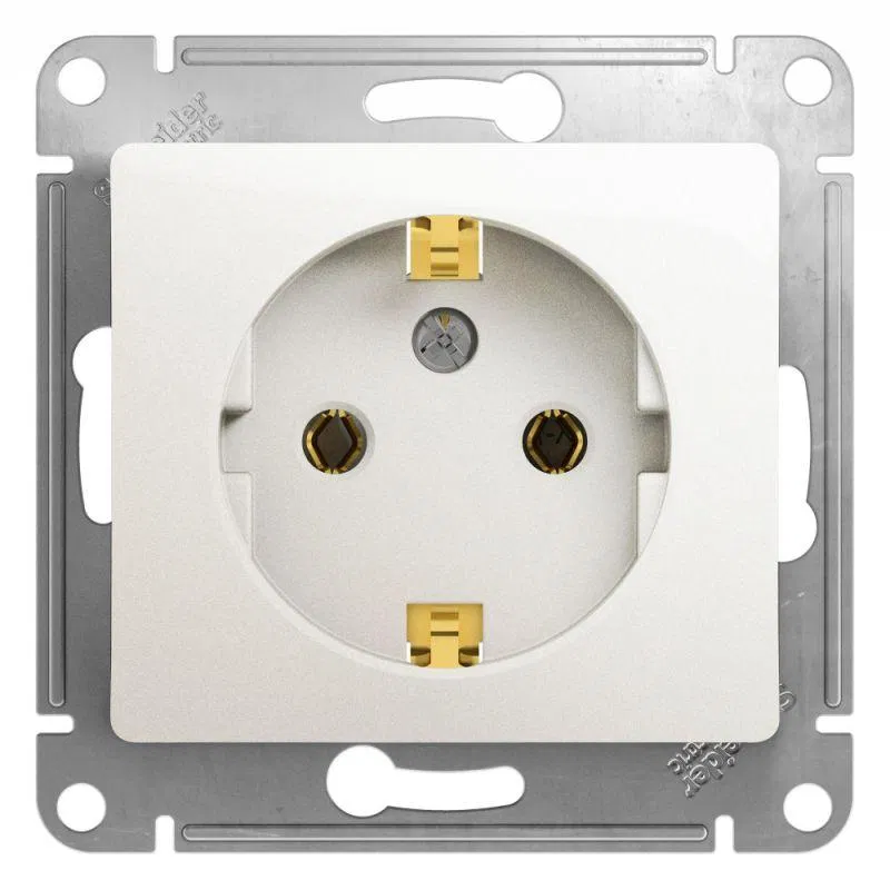 Розетка 1-м СП Glossa 16А IP20 с заземл. механизм перламутр. SE GSL000643 Systeme Electric