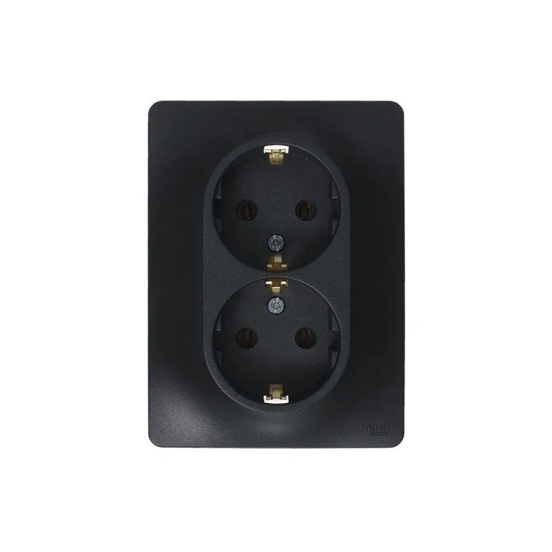 Розетка 2-м Glossa 16А с заземл. в сборе антрацит SE GSL000724 Systeme Electric