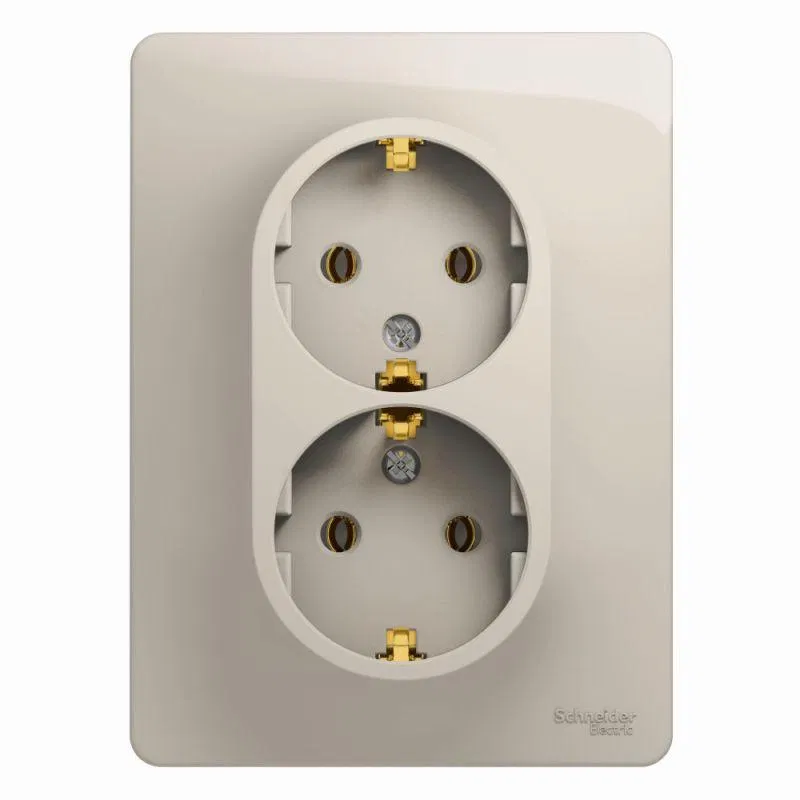 Розетка 2-м СП Glossa 16А IP20 250В с заземл. в сборе молоч. SE GSL000924 Systeme Electric