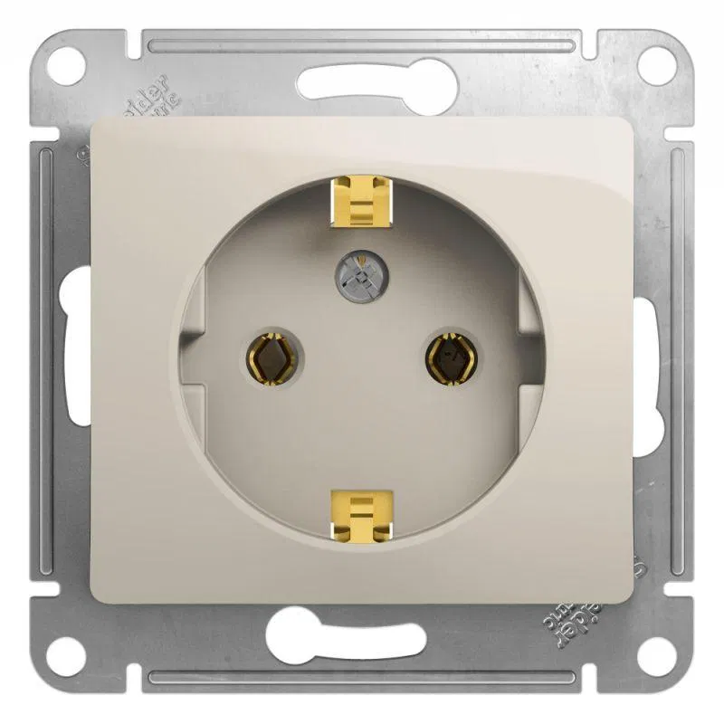 Розетка 1-м СП Glossa 16А IP20 250В с заземл. механизм молочн. SE GSL000943 Systeme Electric
