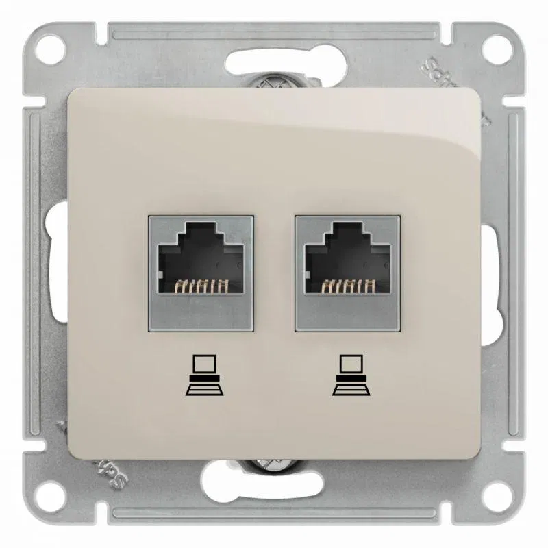 Розетка компьютерная 2-м Glossa RJ45 кат.5E механизм молочн. SE GSL000985KK Systeme Electric