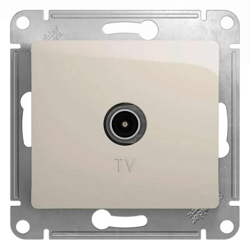 Розетка телевизионная проходная TV 1-м СП Glossa 4дБ механизм молочн. SE GSL000992 Systeme Electric