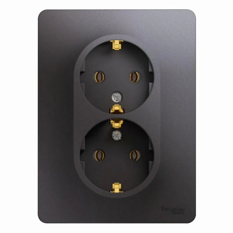 Розетка 2-м СП Glossa 16А IP20 250В с заземл. в сборе графит SE GSL001324 Systeme Electric
