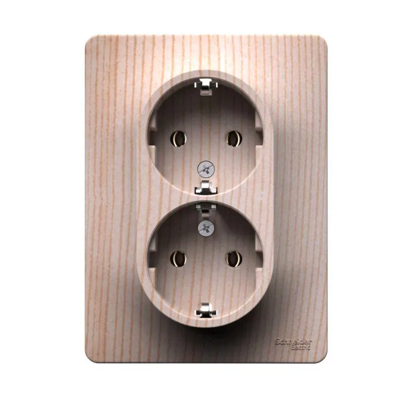 Розетка двойная Glossa 16А с заземл. в сборе сосна SE GSL001524 Systeme Electric