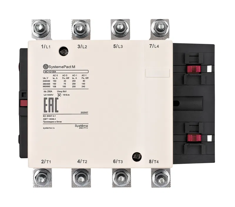 交流接触器 MC1G 4p (4NO) 200A AC1 类别 380-400V AC SE MC1G1154Q7 Systeme Electric