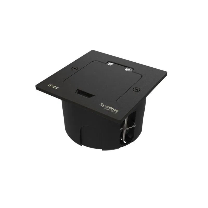 Лючок MultiDesk MDK20 на 2мод. IP44 с монтажной коробкой для стены фальшпола стола черн. матов. SE MDK20102MBA Systeme Electric