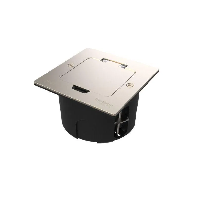 Лючок MultiDesk MDK20 на 2мод. IP44 с монтажной коробкой для стены фальшпола стола никель SE MDK20102NA Systeme Electric