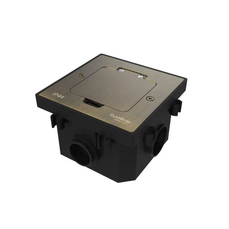 Лючок MultiDesk MDK20 на 2мод. IP44 с монтажной коробкой для бетонных полов античная латунь SE MDK20202BC Systeme Electric