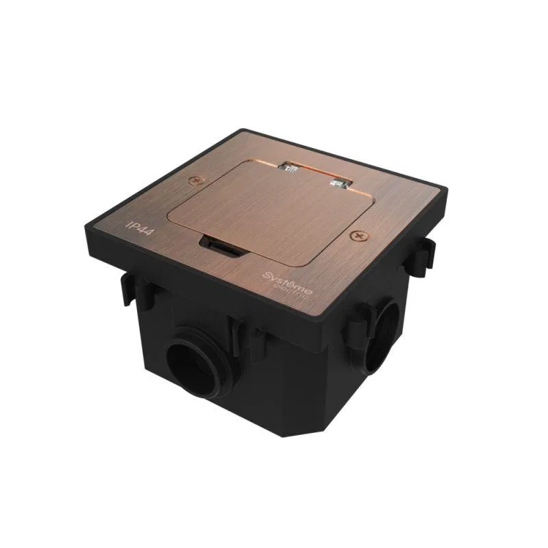 Лючок MultiDesk MDK20 на 2мод. IP44 с монтажной коробкой для бетонных полов медь SE MDK20202CC Systeme Electric