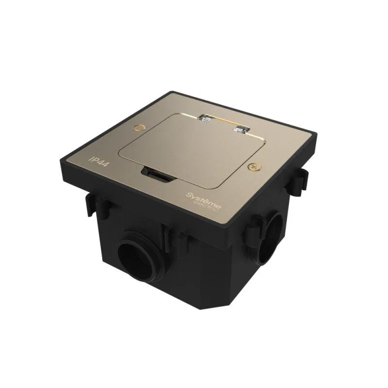 Лючок MultiDesk MDK20 на 2мод. IP44 с монтажной коробкой для бетонных полов никель SE MDK20202NC Systeme Electric