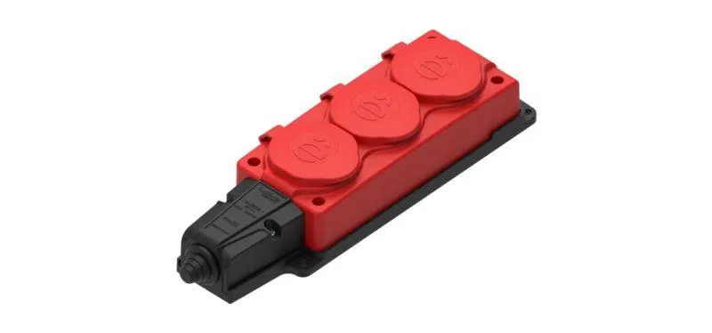 Колодка удлинителя 3-м 16А IP44 MultiSet 2P+E 250В каучук красн. SE MST4123RD Systeme Electric