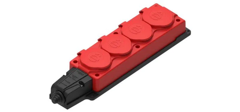 Колодка удлинителя 4-м 16А IP44 MultiSet 2P+E 250В каучук красн. SE MST4124RD Systeme Electric