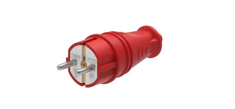 Вилка прямая 16А 2P+E 250В IP44 MultiSet каучук красн. SE MST4401RD Systeme Electric