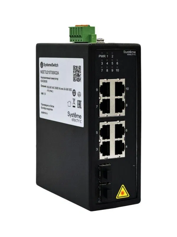 Коммутатор промышленный неуправляемый Ethernet 8х10/100/1000BaseT 2х100/1000BaseX SFP SE NSETU210T08X02A Systeme Electric