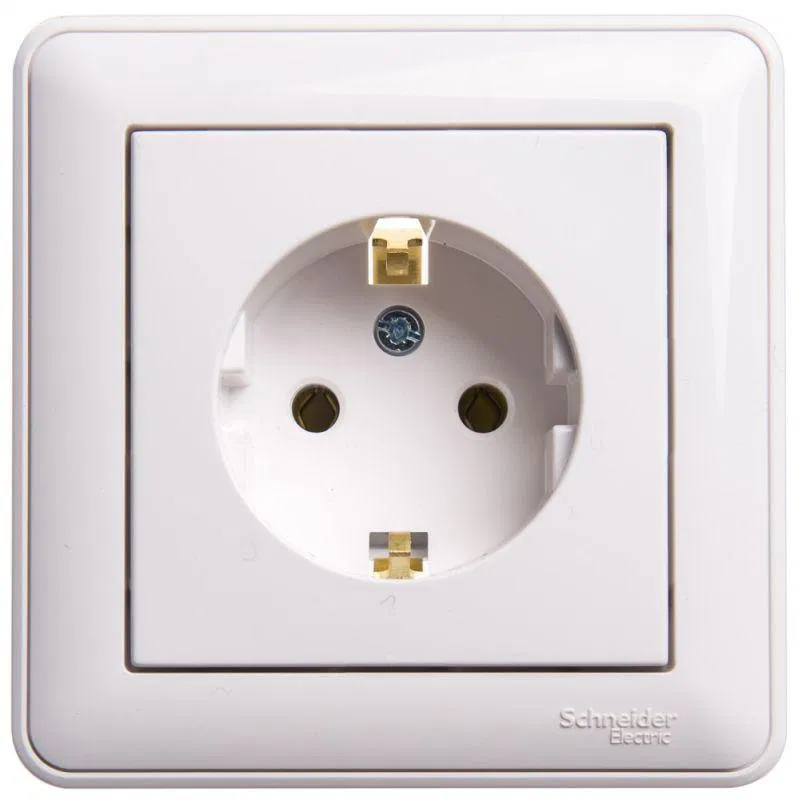 Розетка 1-м СП W59 16А IP20 с заземл. без защ. шторок бел. SE RS16-154-18 Systeme Electric
