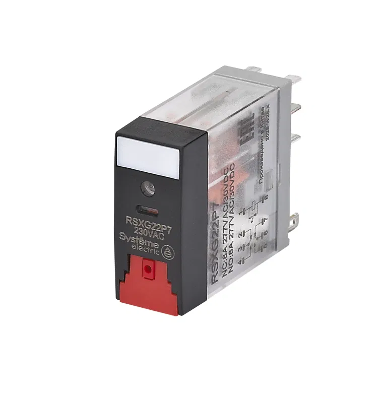 Реле 8А 2перекл. 230В AC тест кнопка LED SE RSXG22P7 Systeme Electric