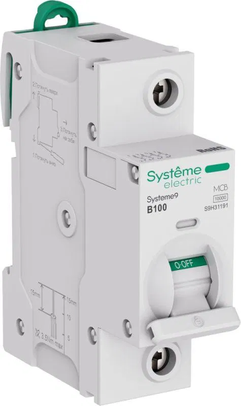 Выключатель автоматический 1п B 100А 10кА Systeme9 230В 27мм SE S9H31191 Systeme Electric