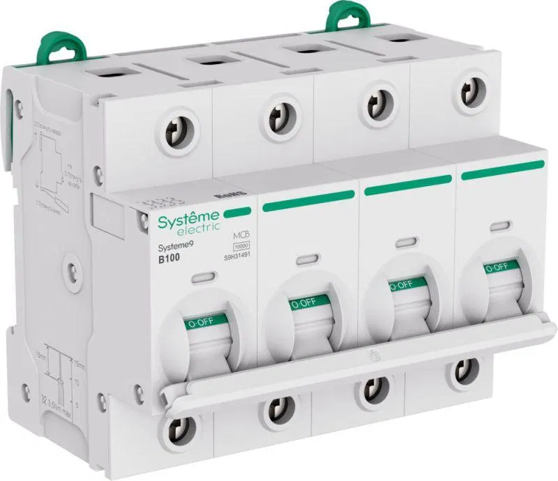 Выключатель автоматический 4п B 100А 10кА Systeme9 400В 27мм SE S9H31491 Systeme Electric