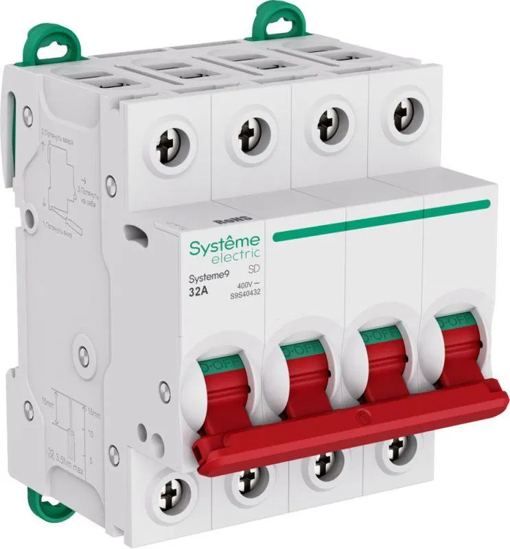 Выключатель нагрузки 4п 32А Systeme9 400В SE S9S40432 Systeme Electric