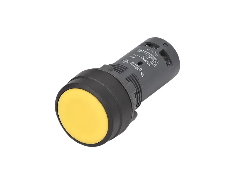 Кнопка моноблочная SB7 22мм с фиксацией пластик 1НО IP65 желт. SE SB7NH51 Systeme Electric