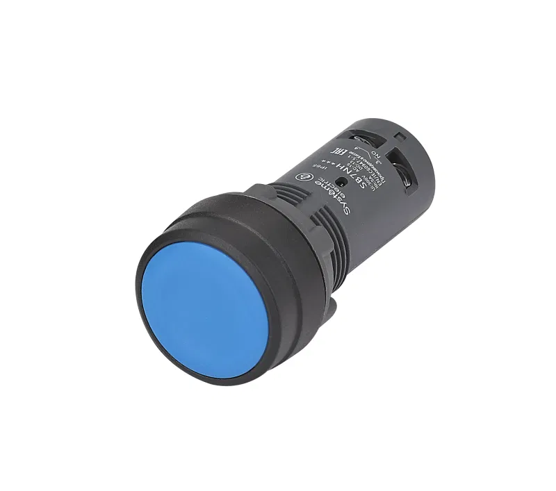 Кнопка моноблочная SB7 22мм с фиксацией пластик 1НО+1НЗ IP65 син. SE SB7NH65 Systeme Electric
