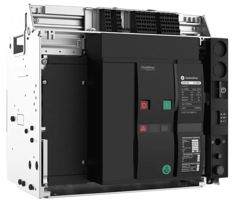 Выключатель-разъединитель воздушный 4п 1000А SystemePact ACB16NA выкатн. ГП MCH+MX+XF AC 230В SE SPA16NA104DHNN54RU Systeme Electric