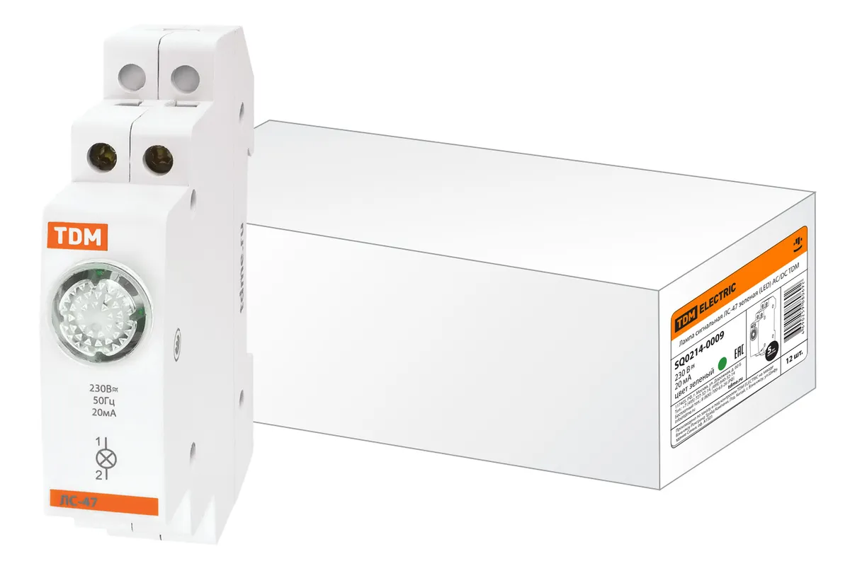 Лампа сигнальная ЛС-47 зеленая (LED) AC/DC TDM SQ0214-0009