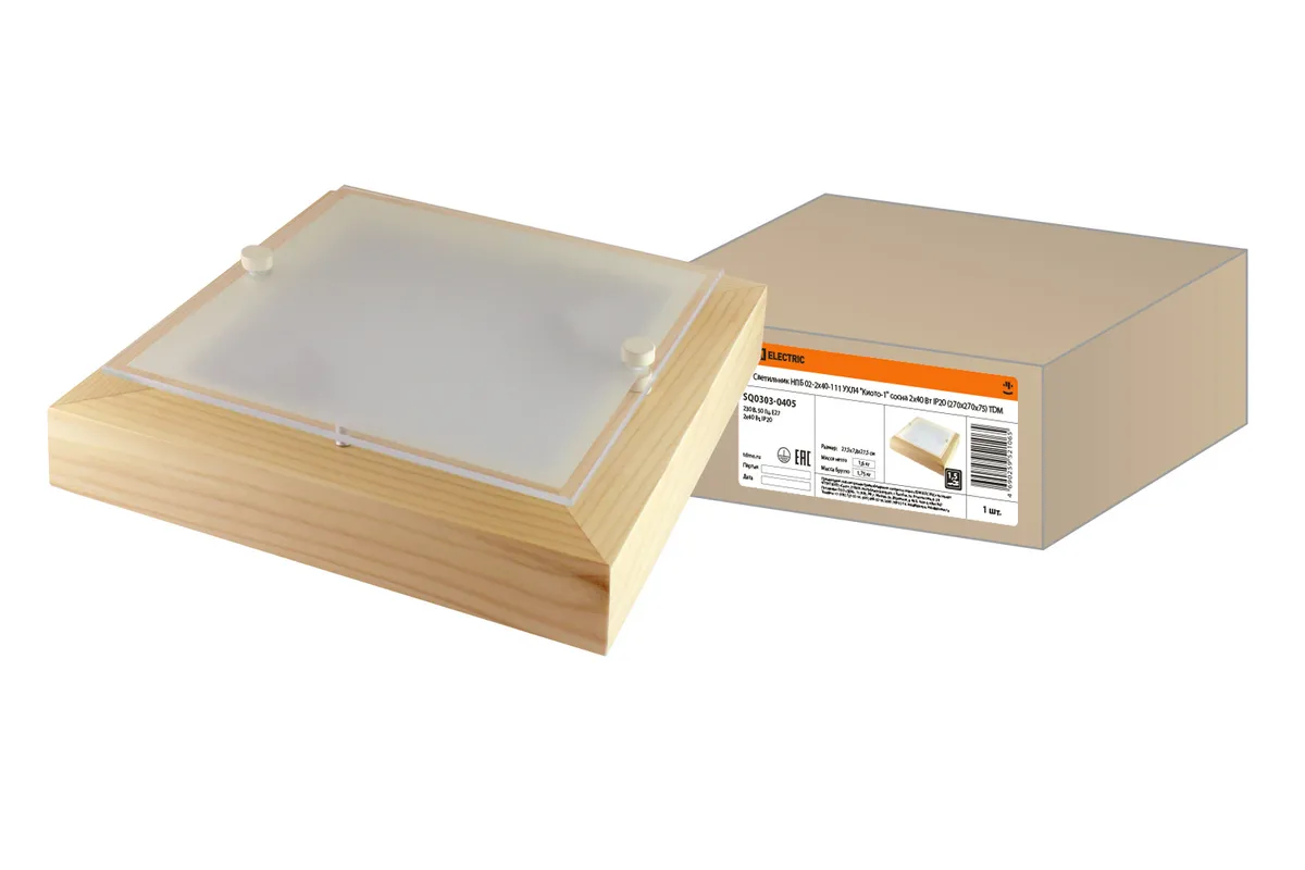 Светильник НПБ 02-2х40-111 УХЛ4 "Киото-1" сосна 2х40 Вт IP20 (270х270х75) TDM SQ0303-0405