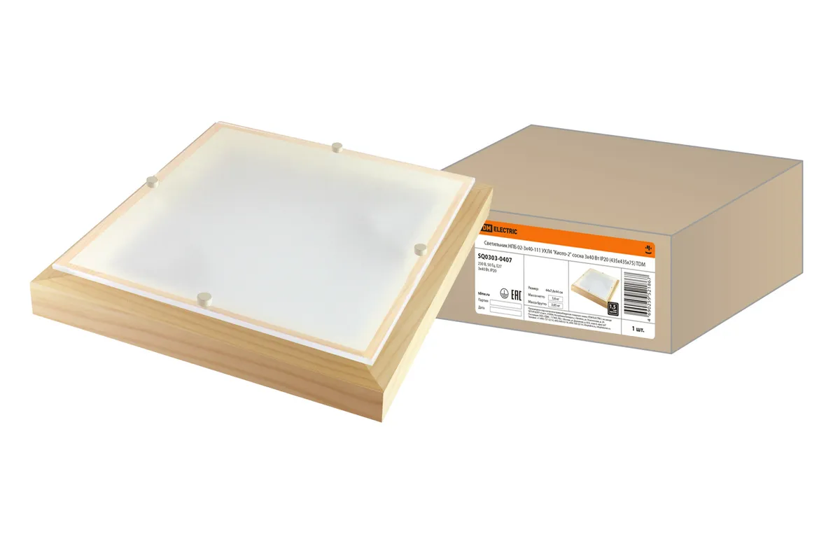 Светильник НПБ 02-3х40-111 УХЛ4 "Киото-2" сосна 3х40 Вт IP20 (435х435х75) TDM SQ0303-0407