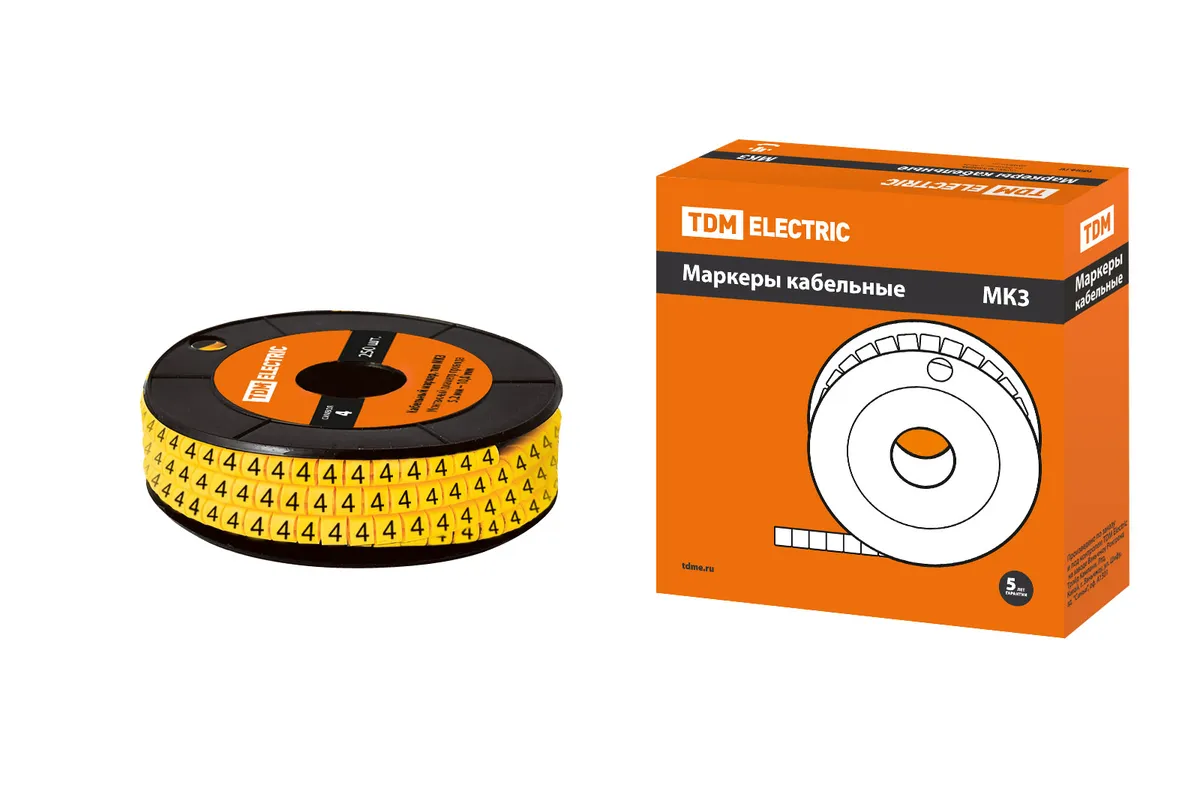 Маркер МК3 - 10мм символ "4" 180шт/ролл TDM SQ0511-0044