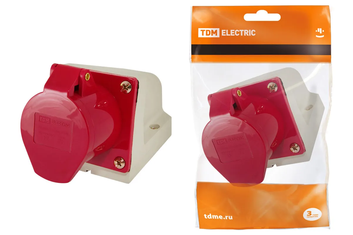 Розетка 114 стационарная 3Р+РЕ 16А 380В IP44 TDM SQ0602-0002