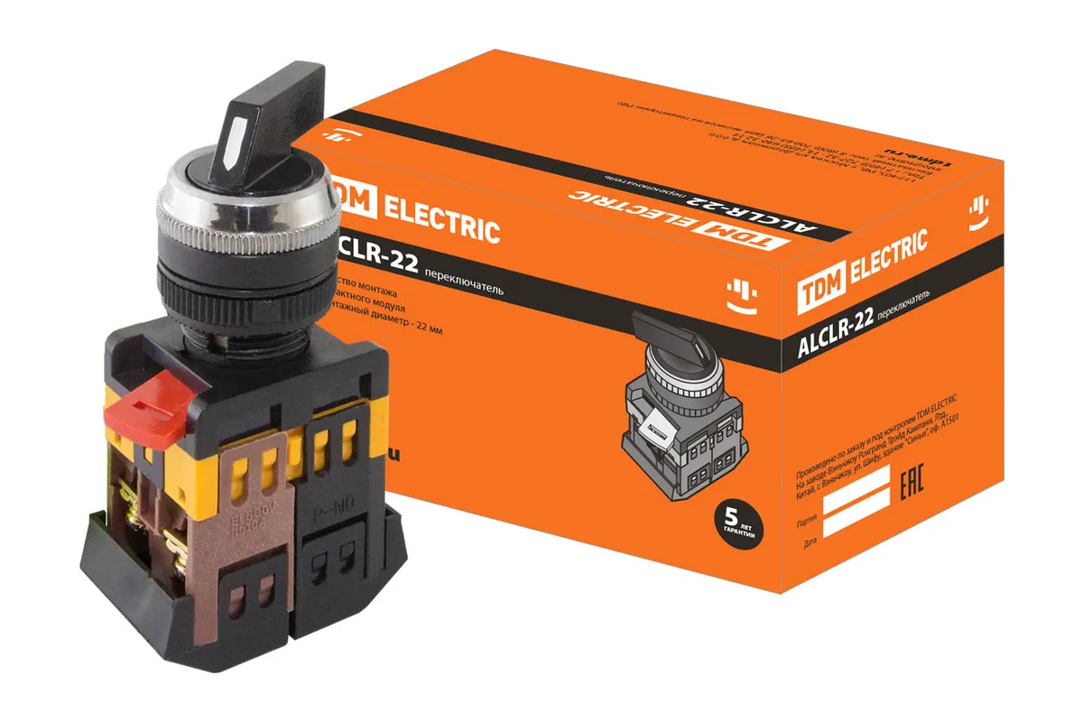 Переключатель АLСLR-22 черный на 3 фиксир.положения I-O-II 1з+1р TDM SQ0703-0006