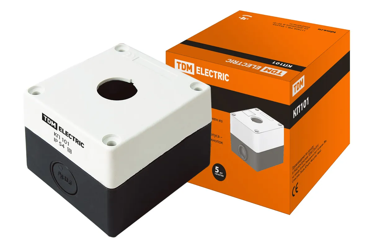 Корпус КП101 для кнопок, 1 место, белый IP54 TDM SQ0705-0001