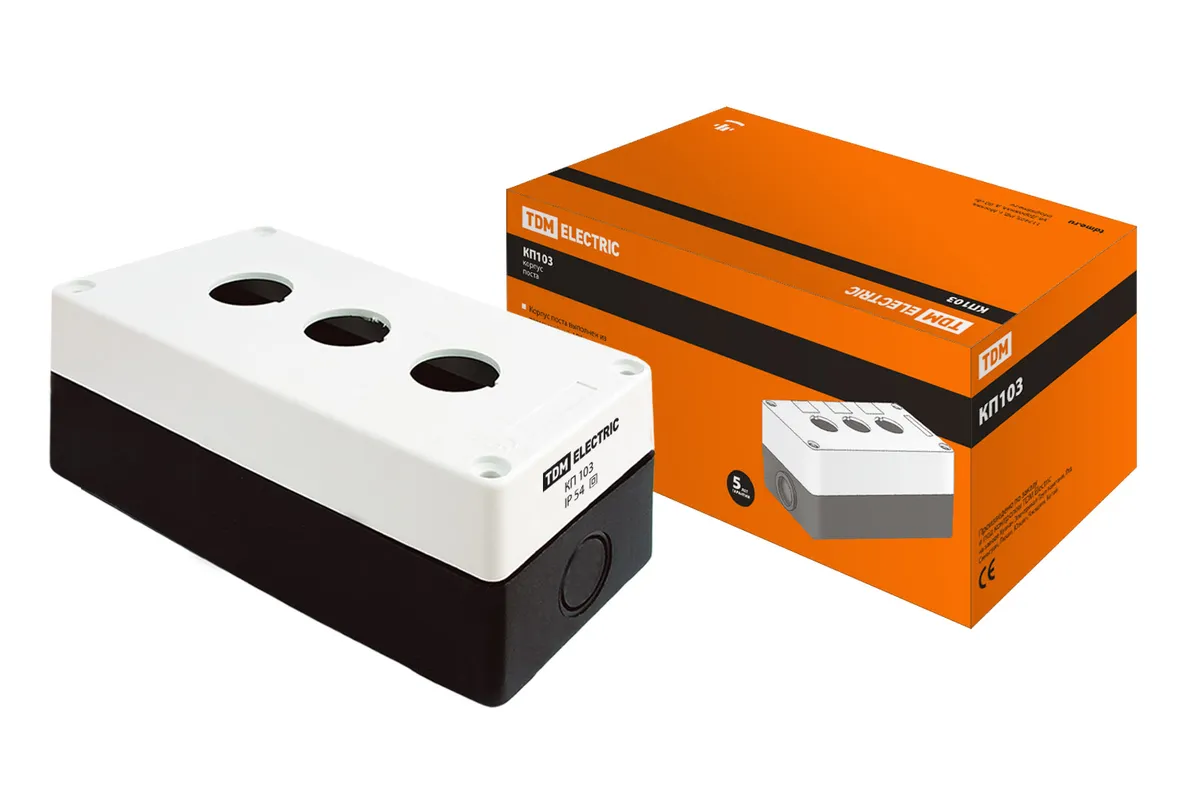 Корпус КП103 для кнопок, 3 места, белый, IP54 TDM SQ0705-0003