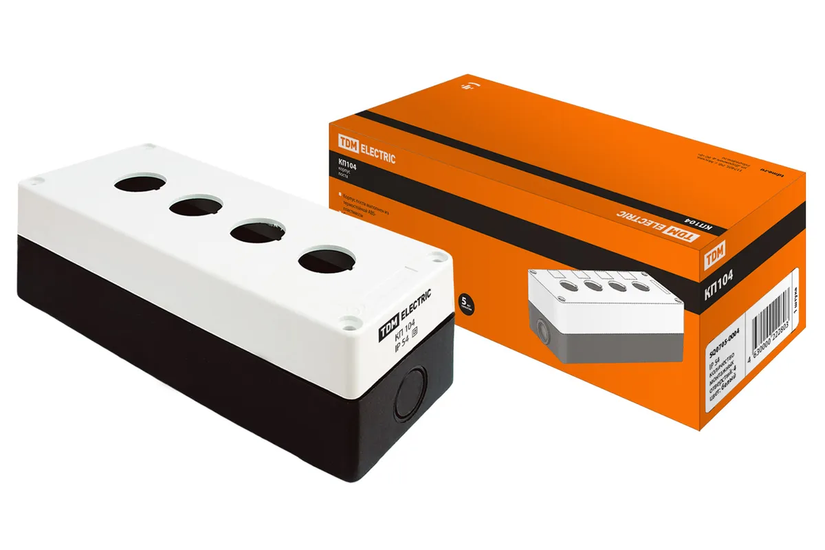 Корпус КП104 для кнопок, 4 места, белый IP54 TDM SQ0705-0004