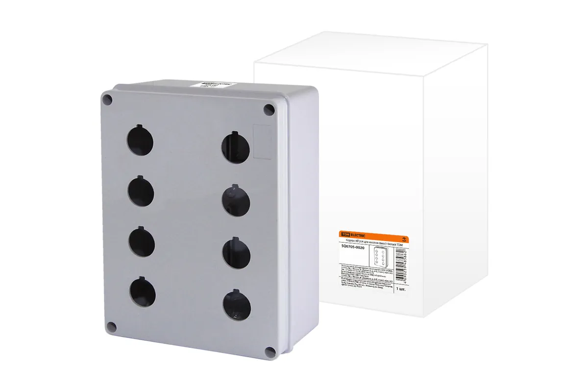 Корпус КП204 для кнопок, 8 мест, белый, IP65 TDM SQ0705-0020