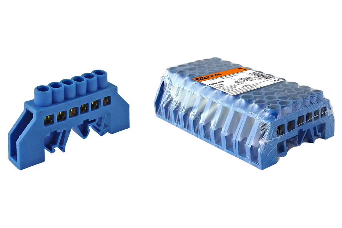 Шина "N" нулевая в изоляторе на DIN-рейку 8x12мм 6 групп TDM SQ0801-0076