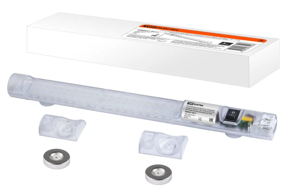 Светильник внутреннего освещения шкафов СВОШ-3 5Вт 230В AC/DC IP20 LED (крепление винт/магнит) TDM SQ0837-0017