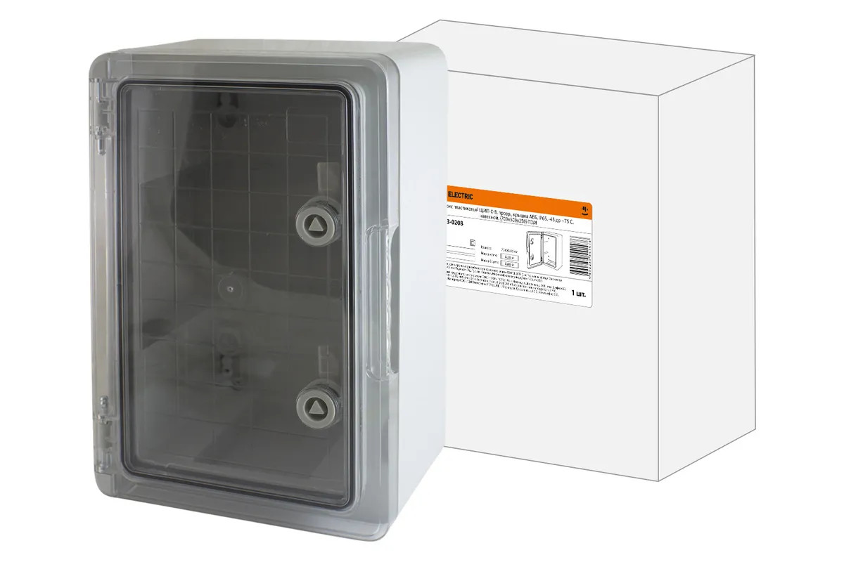 Бокс пластиковый ЩМП-0-8, прозр., крышка ABS, IP65, -45 до +75 С, навесной, (700x500x250) TDM SQ0933-0208