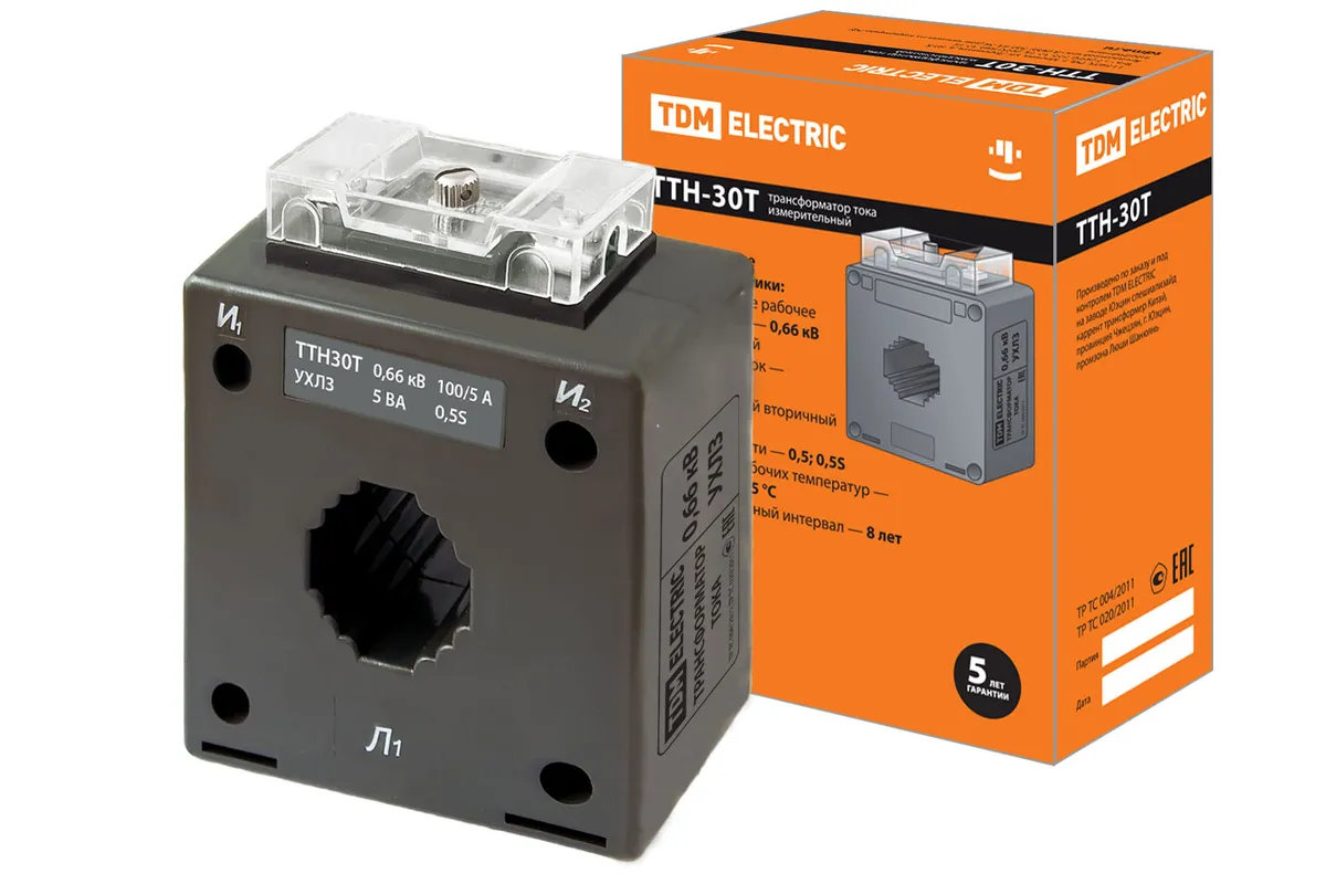 Трансформатор тока измерительный ТТН  30T/100/5- 5VA/0,5S-Р TDM SQ1101-1070