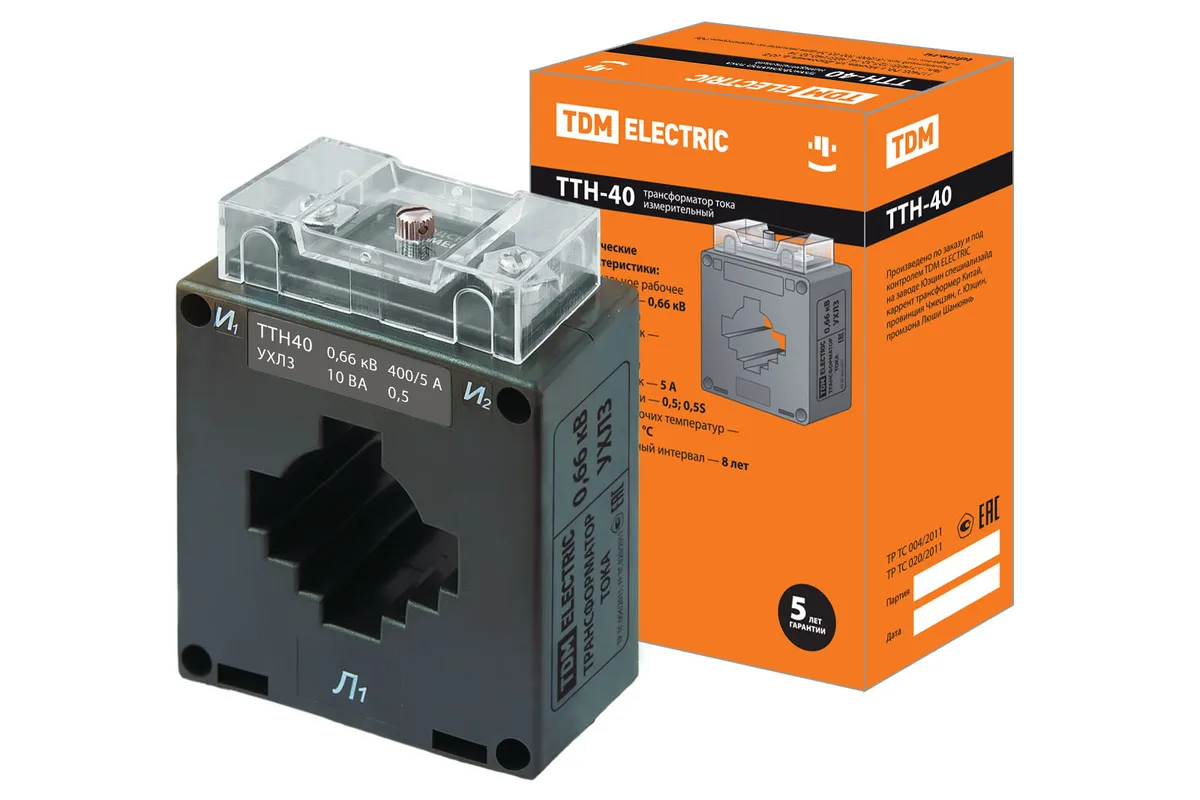 Трансформатор тока измерительный ТТН  40/400/5-10VA/0,5-Р TDM SQ1101-1106