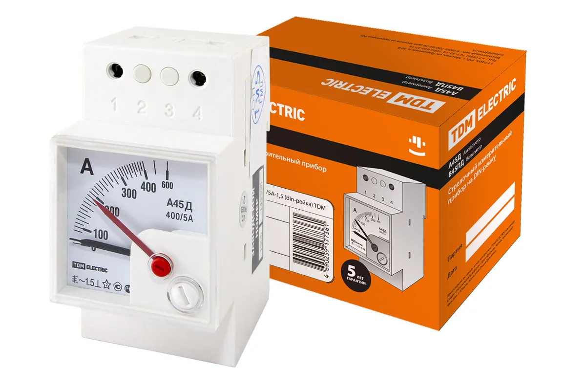 Амперметр А45Д  400/5А-1,5 (DIN-рейка) TDM SQ1102-0304